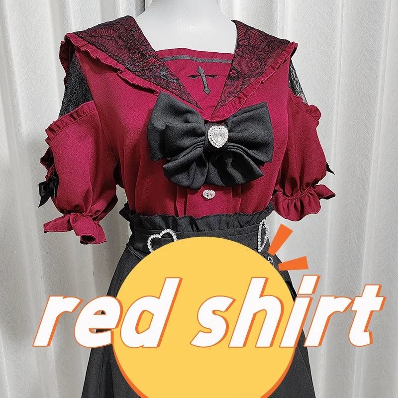 Kawaii Women Shirts Jirai Kei Lolita Y2K Cute Japanese Style Blouse Elegant Short Sleeve Sweet Tops Casual Aesthetic Shirt 2025
