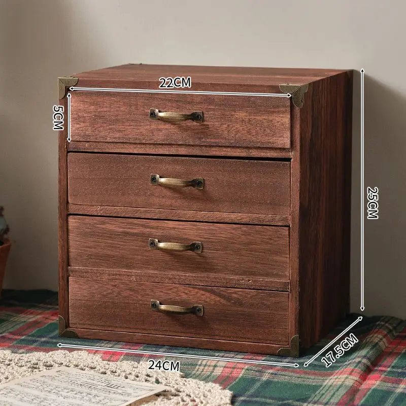 Household storage cabinet multi-layer solid wood storage cabinet wall-side large-capacity storage drawer type organizer kitchen