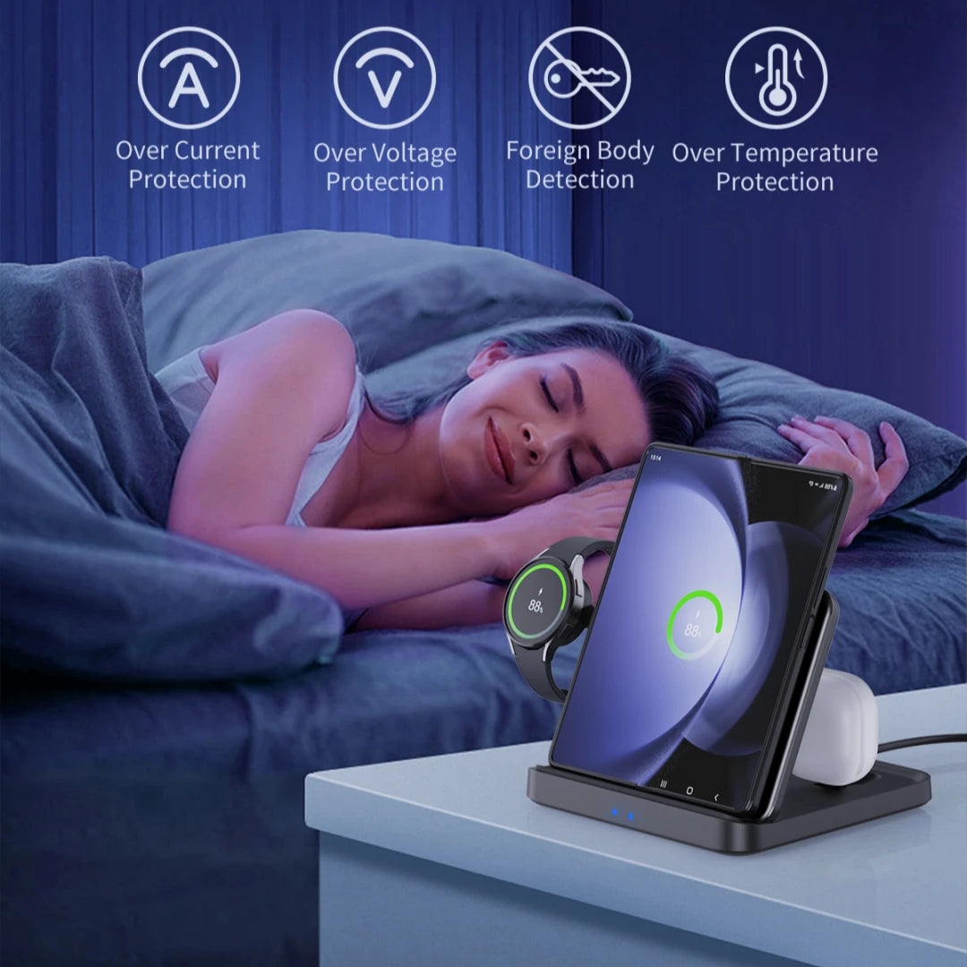 HaaYot Professional Galaxy Z Flip & Fold 7 6 5 Wireless Charger Stand Fast Charging Station Dock for S26 Ultra Galaxy Watch Buds