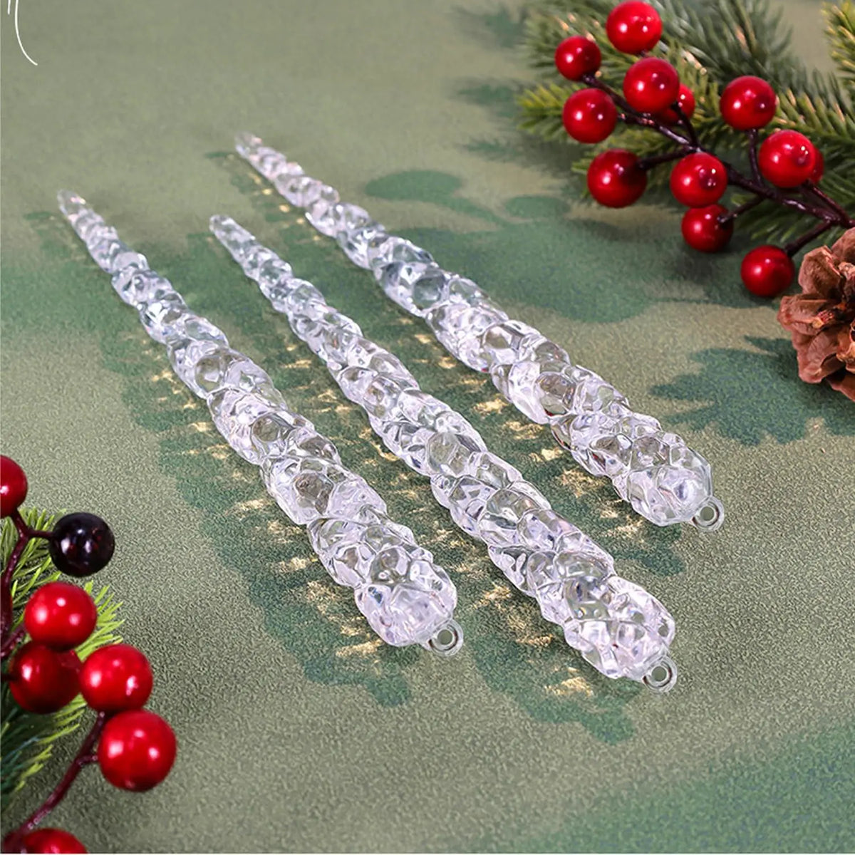 12/48pc 13cm Christmas Icicle Ornaments for Christmas Tree Hanging Crystal Christmas Pendants 5.1" Clear Icicles Xmas Home Decor