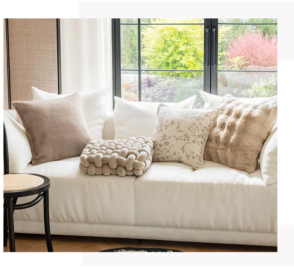 Cream Style Plush Sofa Pillowcase Ins Style Living Room Decorative Flower Pillow Bedside Cushion Bed Waist Backrest
