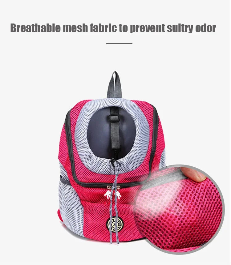 Pet Backpack Carrier for Small Dogs & Cats - Front-Folded Travel Backpack with Ventilation Mesh & Harness-Like Zipper Lock
