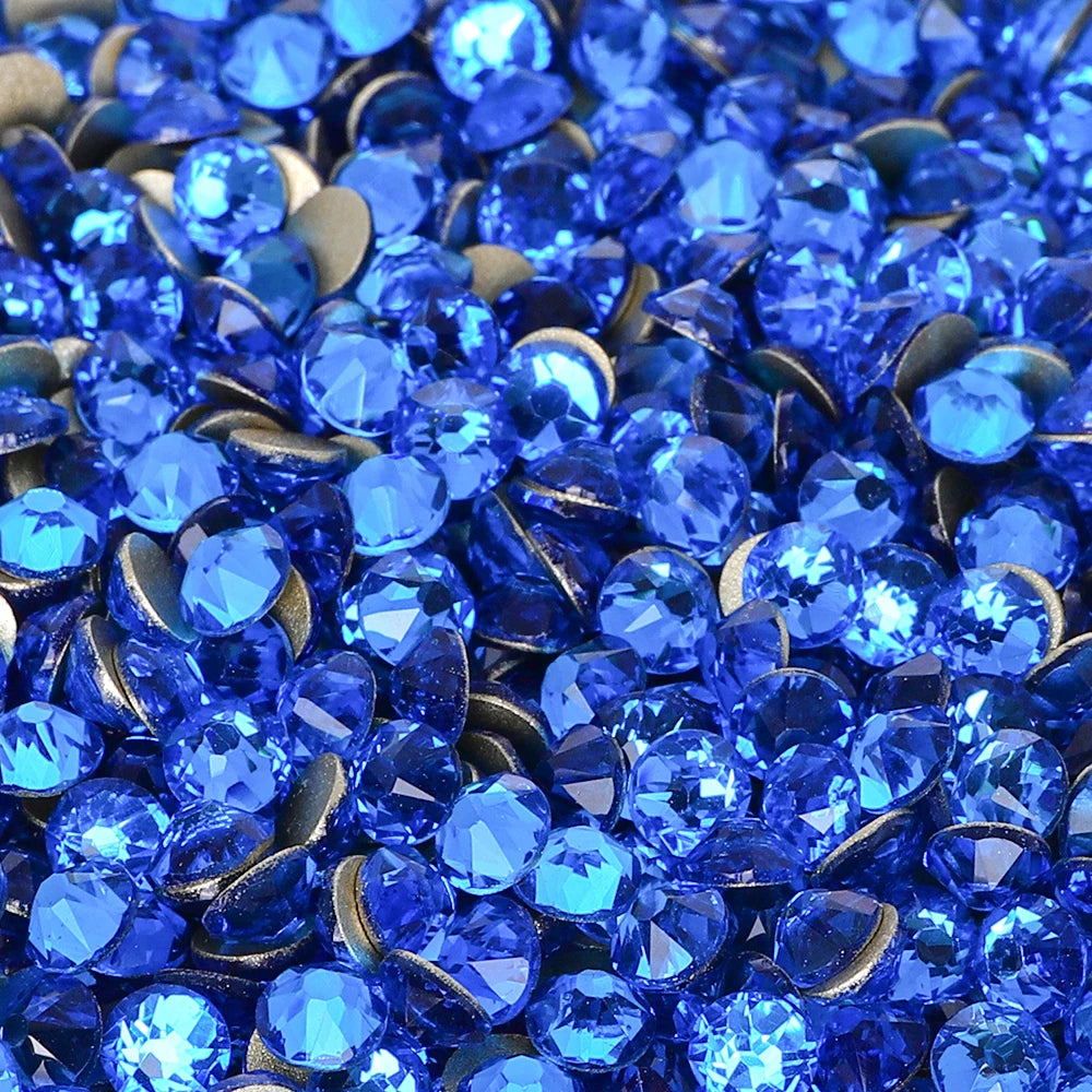 SS10-SS30 2088 Blue 8 Big 8 Small Non Hotfix Diy Strass Crystal Rhinestones Stick On Nail Art Decorations DIY Needlework Clothes