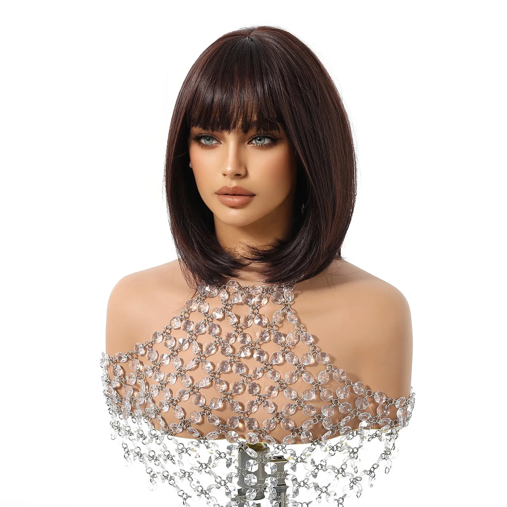 HENRY MARGU Dark Brown Bob Wig With Bangs