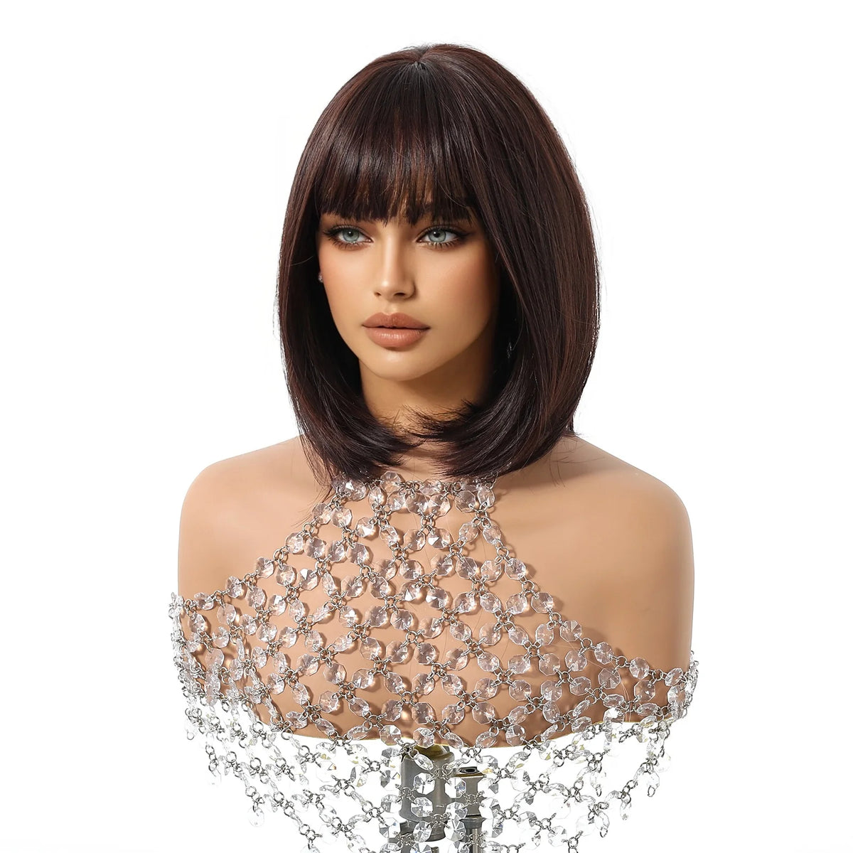 HENRY MARGU Dark Brown Bob Wig With Bangs