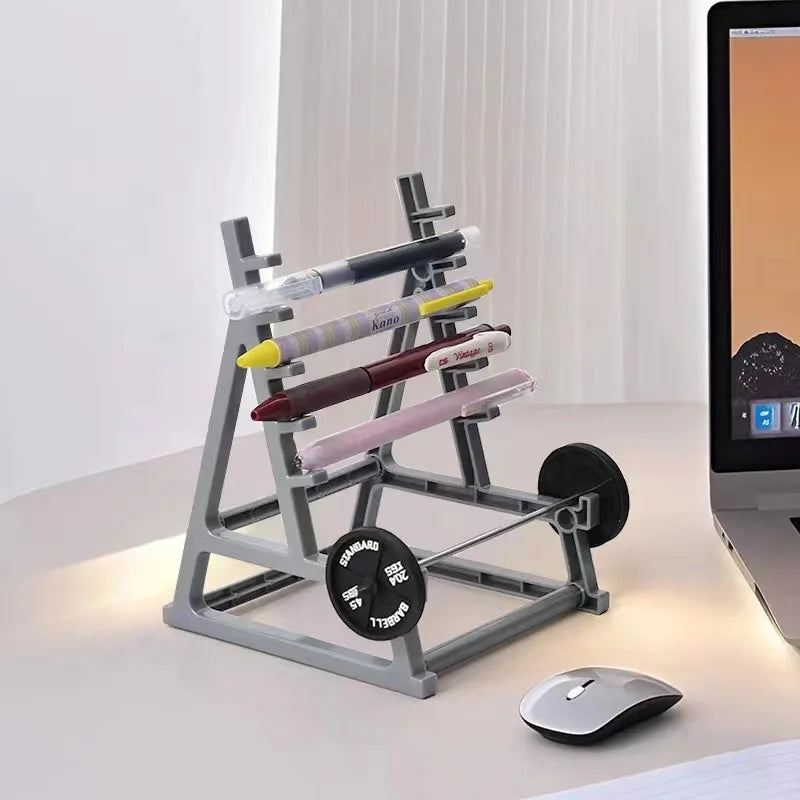 Metal Barbell Pen Holder Multipurpose Fitness Desk Organizer for Glasses Stationery Gym Home Office Decor Storage Accessory