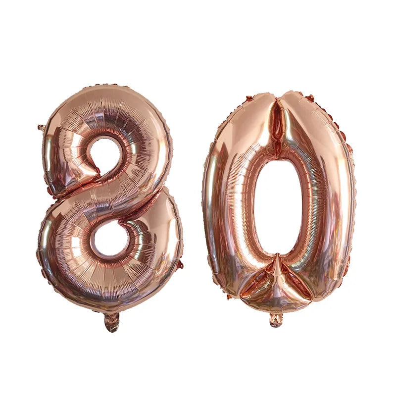 2pcs 32inch Rose Gold Balloon Number Banner 18 25 30 40 50 60 Birthday Party Decoration Kids Adult Anniversary Digit Foil Ballon