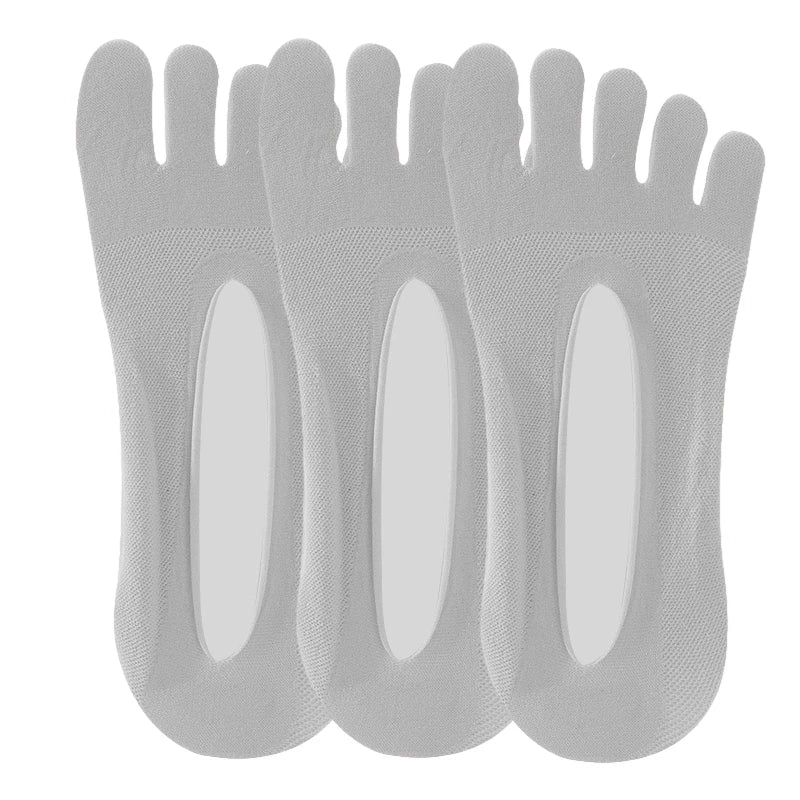 3 Pairs/Lot Five Finger Summer Invisible Toe Cotton Thin Solid Soft Shallow Mouth Breathable Deodorant No Show Woman's Socks