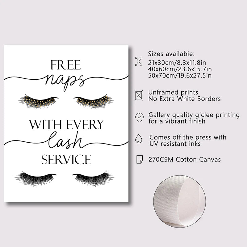 Lash Extensions Technician Guide Posters and Prints Makeup Wall Art Picture Room Decor Eyelash Business Form Art Canvas Poster