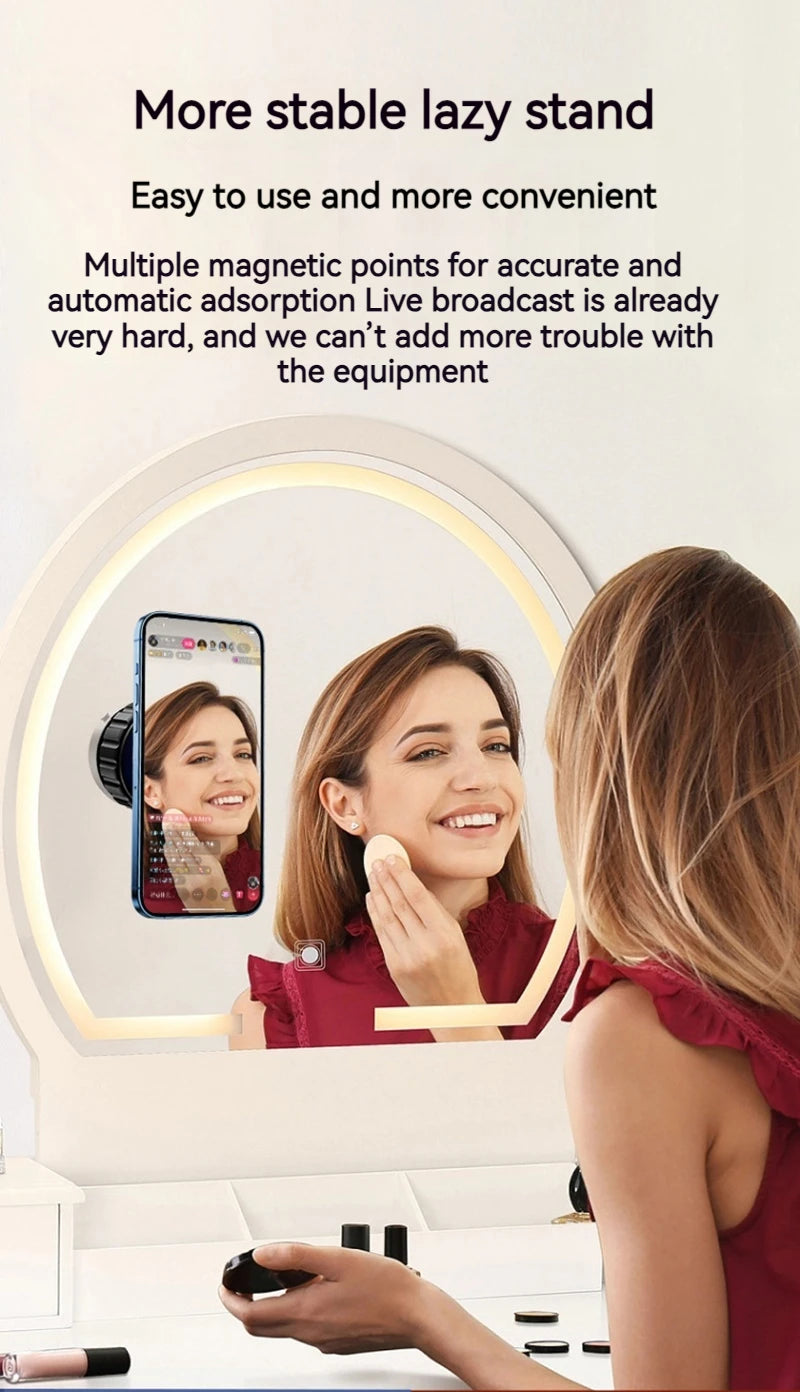 15W Car Magnetic Wireless Charger Phone Stand, Suction Cup with Semiconductor Cooling & Colorful Ambient Lights, 360° Rotatable