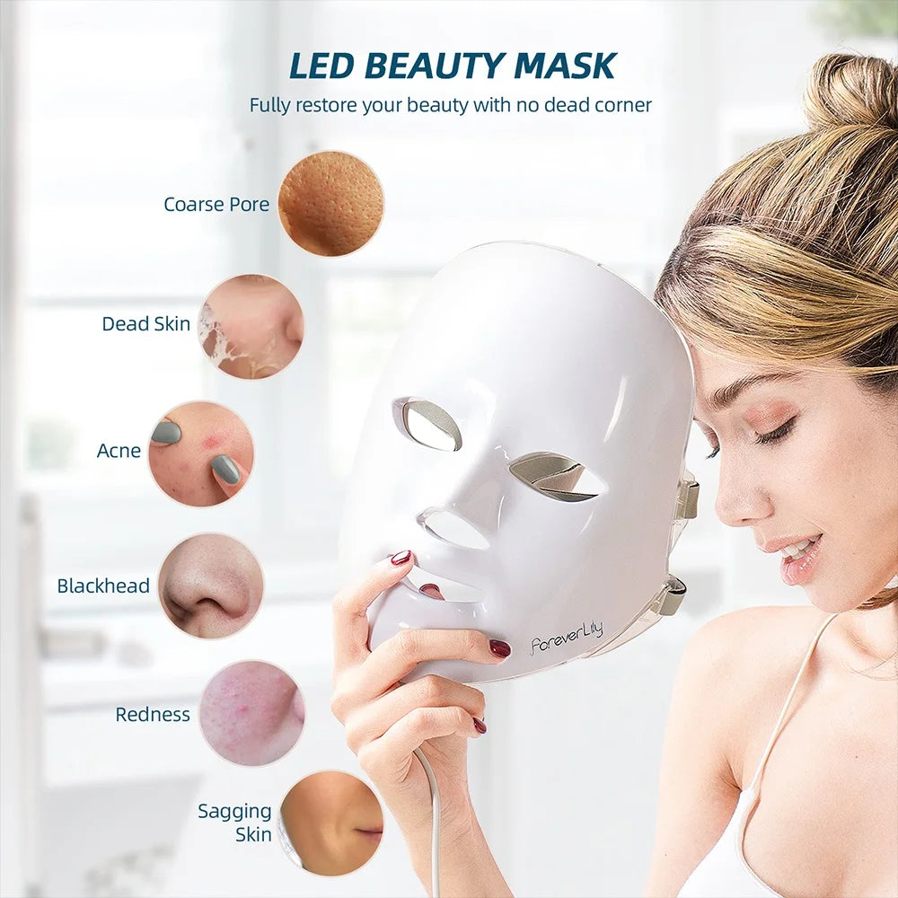 LED Face Mask 7 Colors LED Photon Facial Mask Skin Rejuvenation Face Beauty Mask