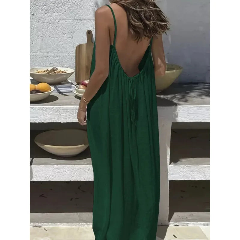 Women's Strapless Backless Long Loose Home Dress Comfortable Sleepwear
