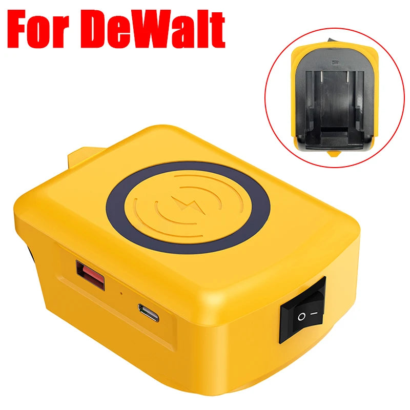 Tool Accessories Type-C USB Power Bank Wireless Charger Adapter for Makita for Dewalt for Milwaukee for Bosch 18V Li-ion Battery