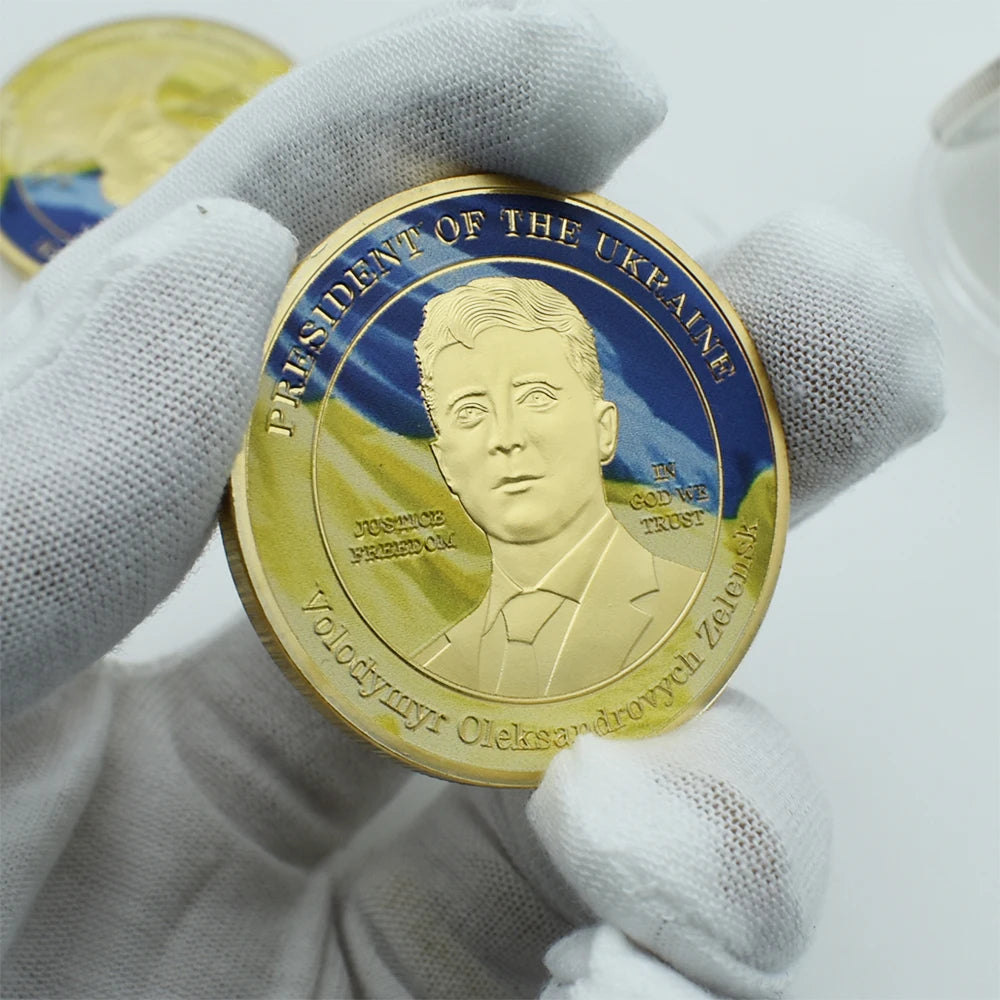 2022 Ukrainian Presidential Challenge Coin Zelensky War Coin Embossed Three-dimensional Commemorative Coin Collection Gift