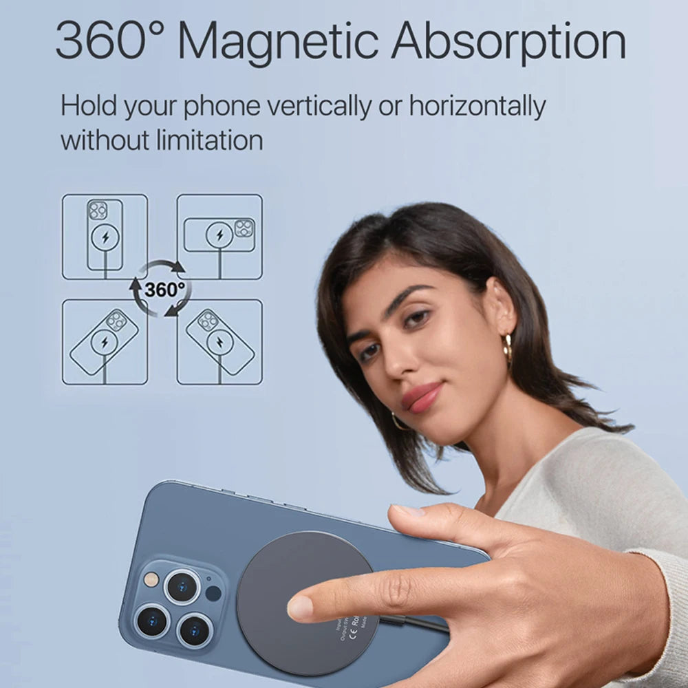 Magnetic Wireless Charger For iPhone 15 14 13 12 11 Pro XS Max Mini X XR Induction Fast Wireless Charging Pad For AirPods Pro 2
