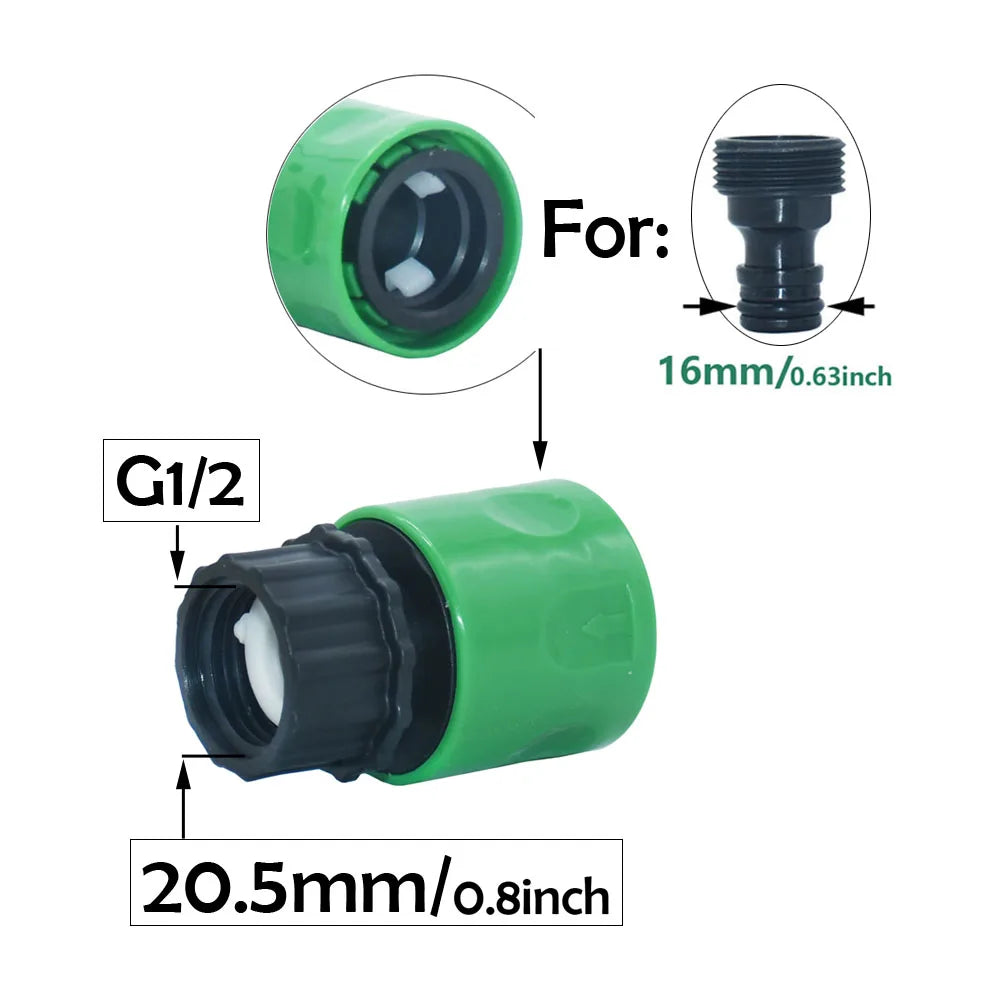 1/2" Male Female Thread Hose Quick Connecter For 16mm Nipple Garden Hose Water Fittings Watering Gun Adapter