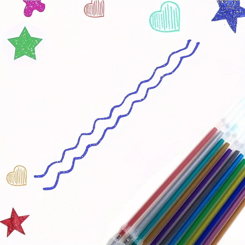 100pcs 1.0mm Glitter Pen Refills Set Flash Multicolor Gel Pen