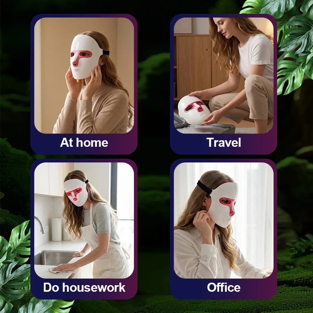 Forevrelily LED Face Mask Wireless 7 Color LED Facial Mask  Photon Skin Repair Anti Aging Rejuvenation LED Beauty Devices