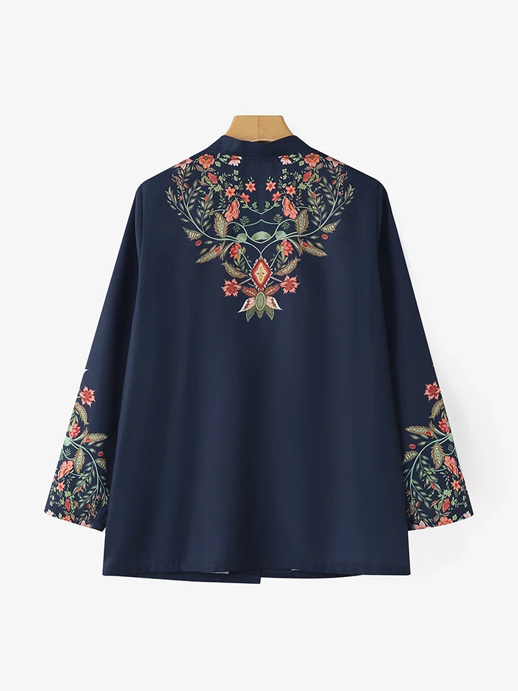 ZANZEA Women Long Sleeve Cardigans 2025 Vintage Floral Print Autumn Coat Fashion Stand Collar Single Breasted Streetwear Jackets