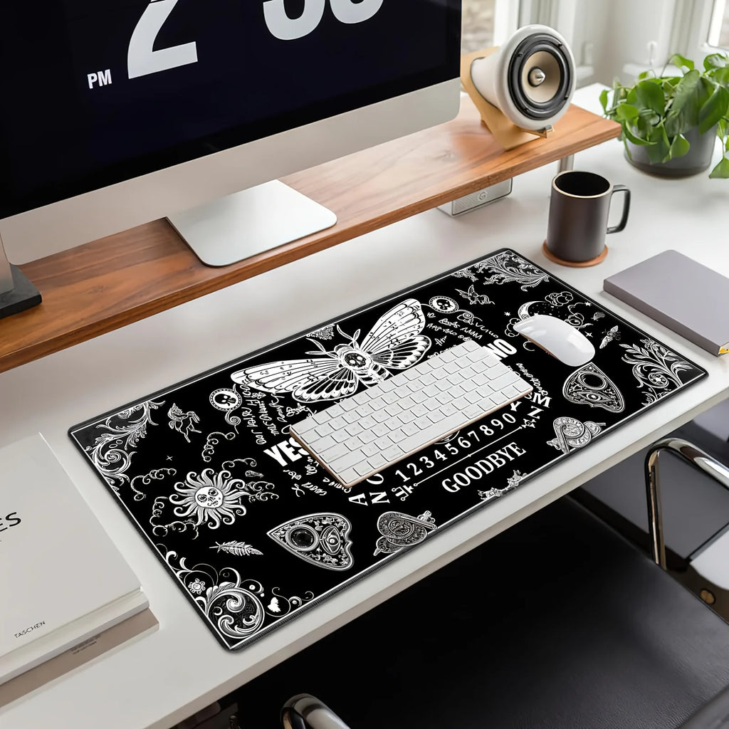Large Mysterious Ghost Gothic Gaming Mouse Pad Black Anti Slip Rubber Desktop Accessories Mouse Mat Rug Desk Organizer Playmat