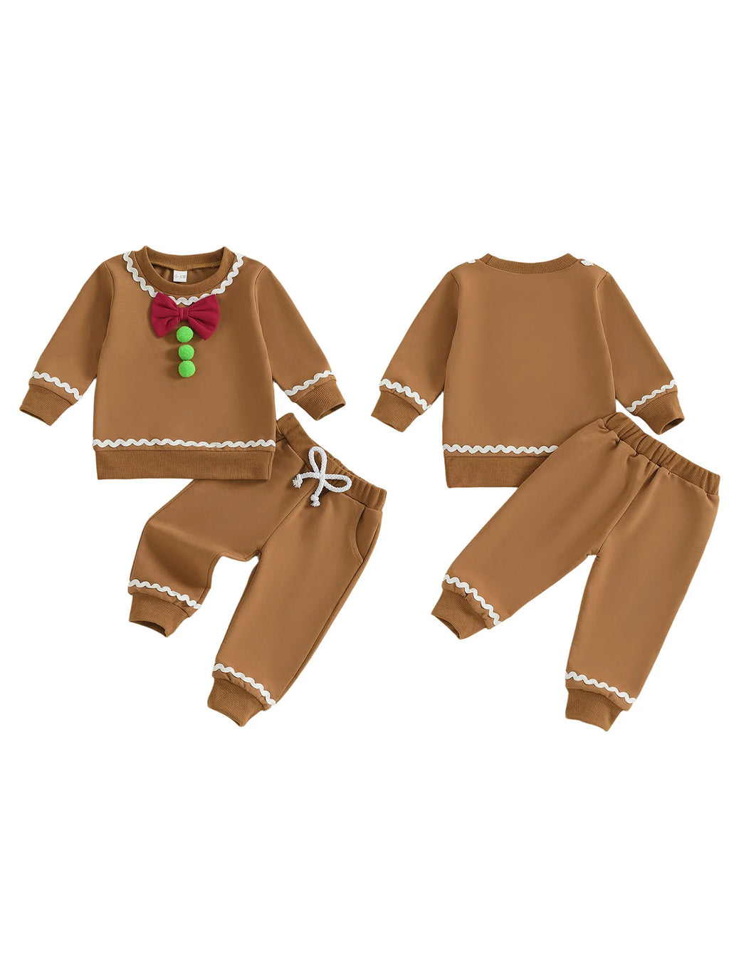 Toddler Baby Boy Girl Gingerbread Outfit Long Sleeve Sweatshirt and Pants Infant Newborn Christmas Outfits