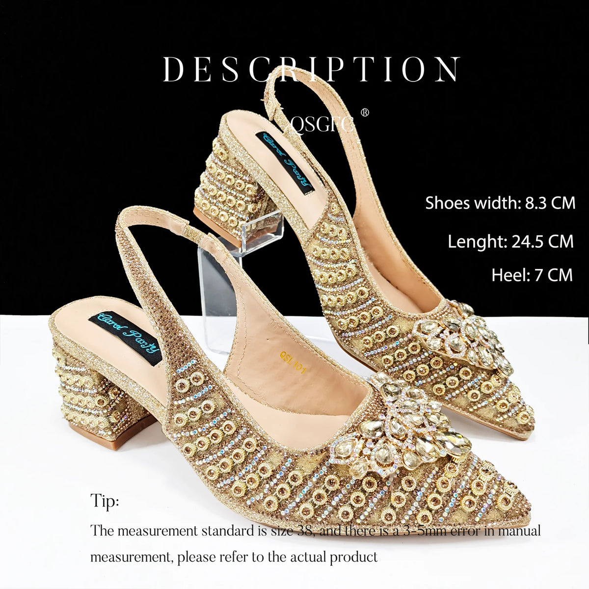 Queen Yan INS Full Rhinestone Comfortable high heel shoes