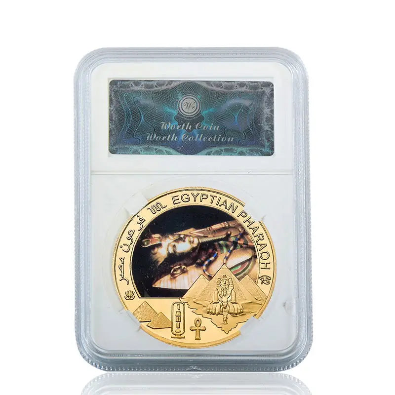 Egyptian Pharaoh Gold Plated Commemorative Coin Egypt Challenge Coin Art Craft Souvenir Business Gift for Collection Home Decor