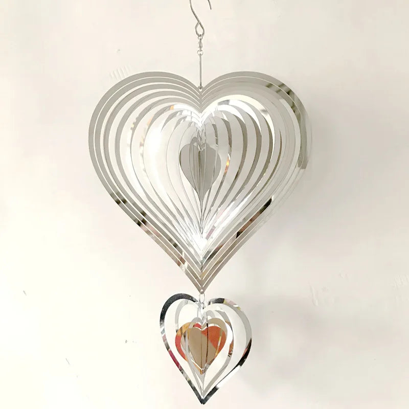 Love 3D Wind Chimes Spinner Bell Pendant For Room Wedding Party Christmas Decor Garden Decoration Outdoor Hanging Windchimes