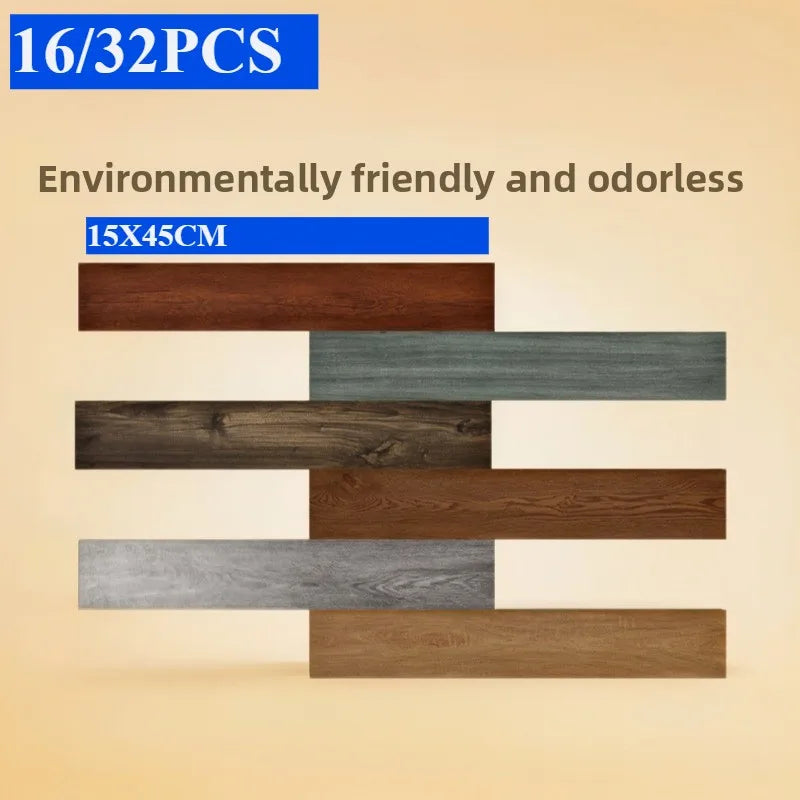 16/32PCS 15X45CM 3d wood grain wall sticker living room bedroom room background wall sticker movie and television pvc decoration