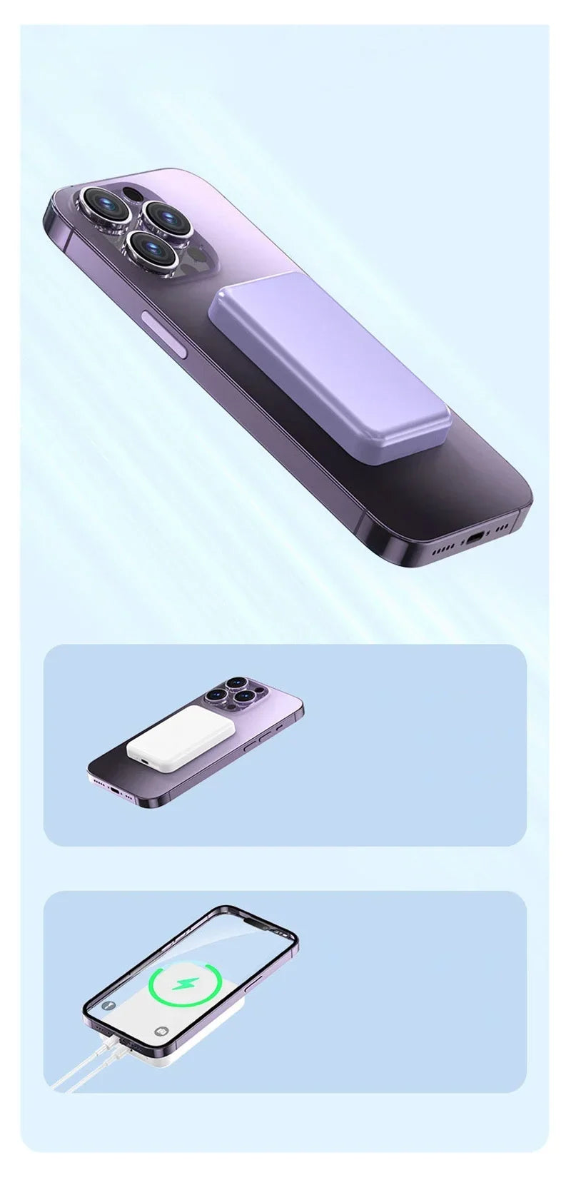 OnePlus 50000mAh Magnetic Power Bank, 22.5W PD Fast Charging Wireless Charger Portable Battery Pack with USB C Input Output