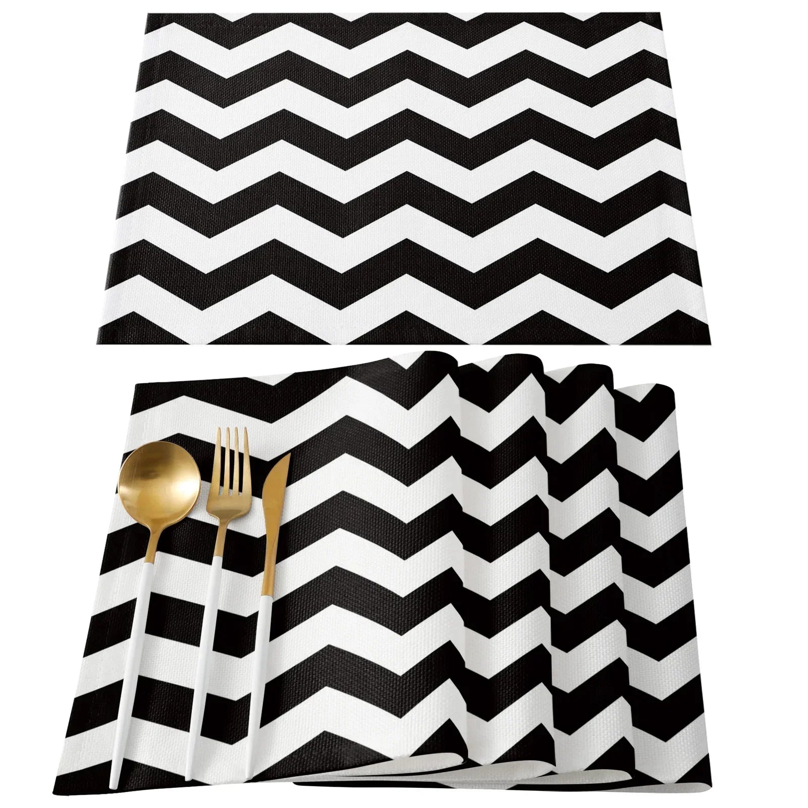 Stripes Black White Simple Pattern Table Mat Kitchen Decoration Placemat Table  For Wedding Dining Accessories Table Mat