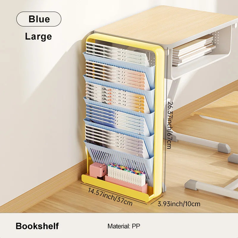 UFORU Dopamine Study Desk Organizer – Large Capacity Side-Mounted Bookshelf for Textbooks & Magazines