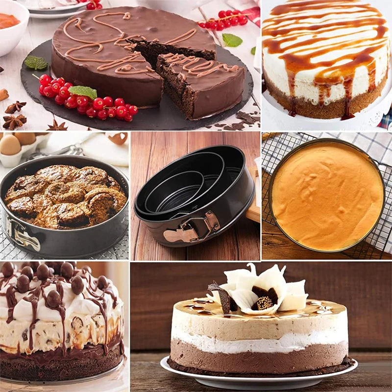 4/7/9Inch Carbon Steel Cake Mold with Latch Nonstick Cake Tin with Removable Bottom Cake Pan Brownies Cheesecake Baking Mould