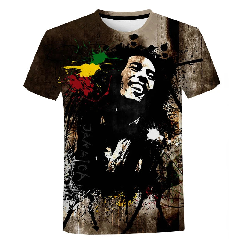 Popular Hip Hop Singer Bob Marley 3d Printed T-shirt Unisex Popular Harajuku Sweatshirt Music Rock Streetwear Plus Size Tops