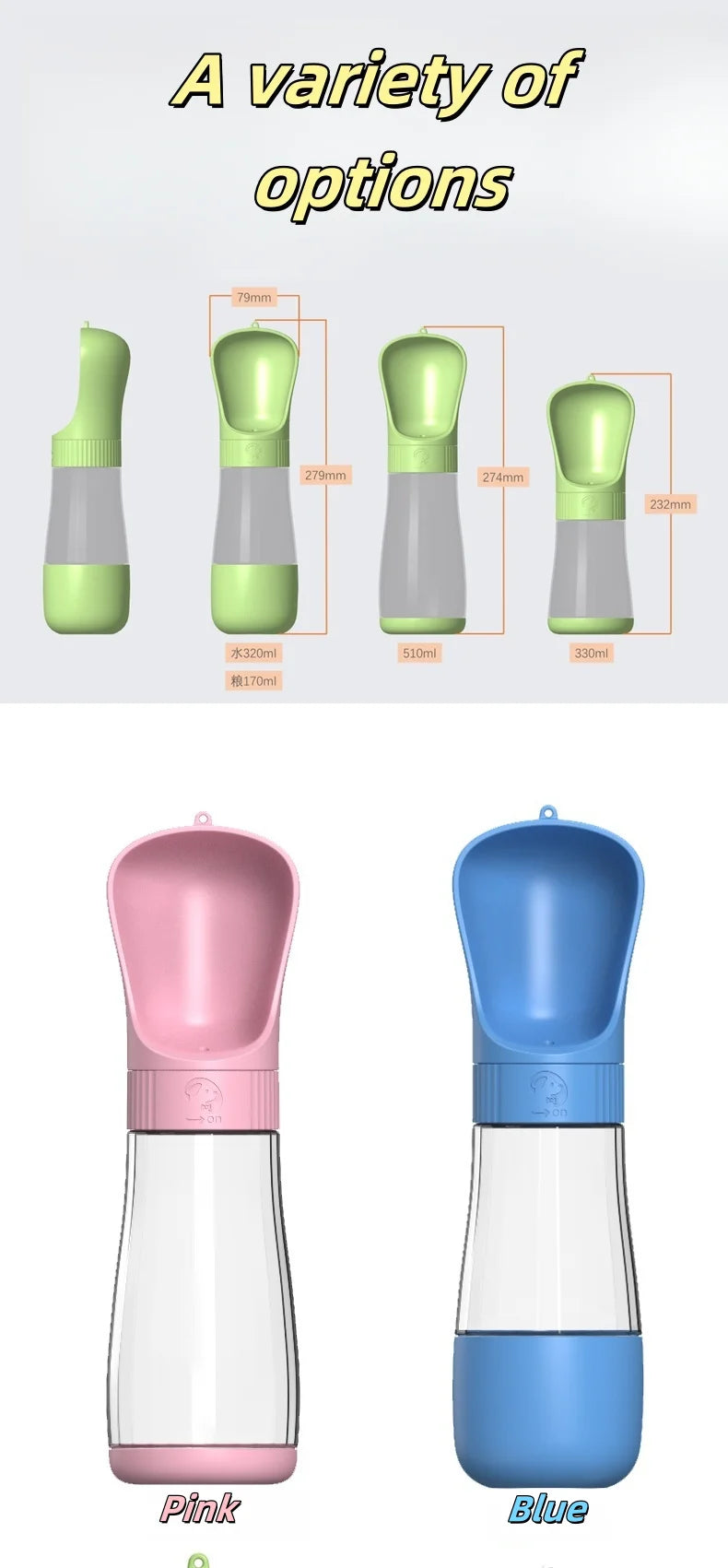 2In1 Portable Dog Water Bottle With Food Container For Small Large Dogs Cat Pet Outdoor Drinking Bowl Golden Retriever Supplies