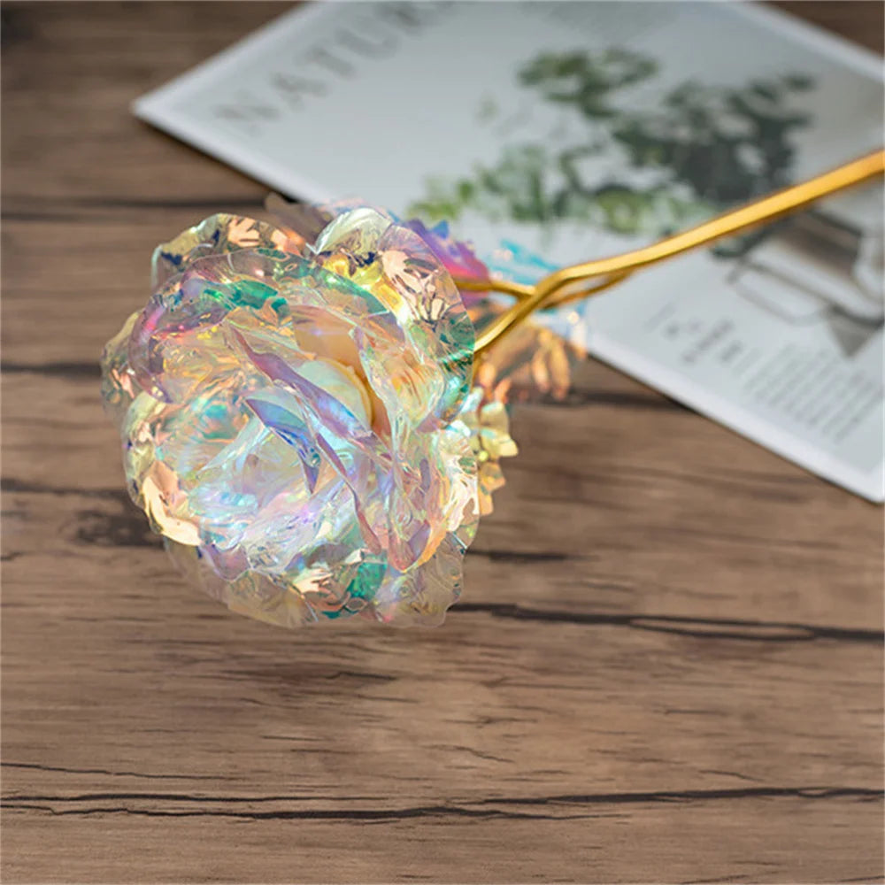 1pcs Artificial Flower Foil Rose Flower Valentine'S Day Gifts 24k Golden Plated Gold Rose Lasts Forever Love Flower For Wife