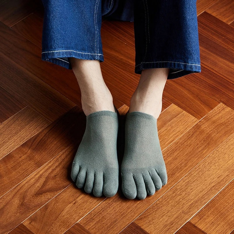 2 Pairs/Lot Men's Cotton Toe Crew Socks High Quality Breathable Sports Running Ankle Cotton Short Five Fingers Socks