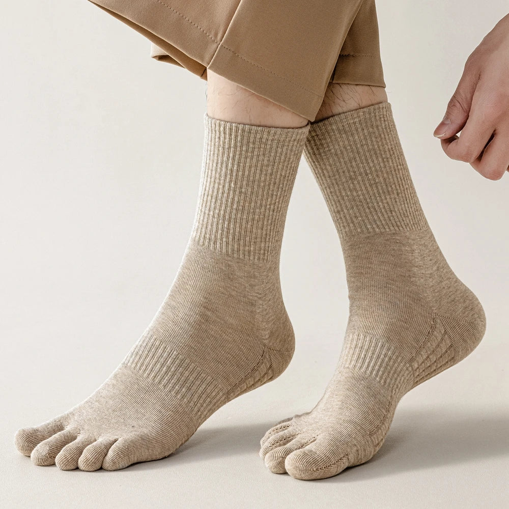 3 Pairs Five Finger Socks Men Anti-slip Sports Athletic Crew Socks Men High Quality Cotton Toe Socks Basketball Middle Tube
