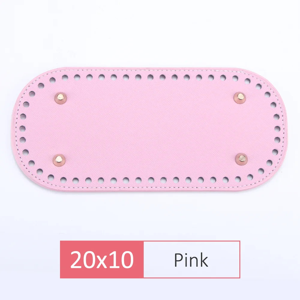 QJH 1 Pcs PU Leather Oval/Round Long Knitting Crochet Bags Bottom for Thick Yarn DIY Weaving Supplies Home Decor Purse Making