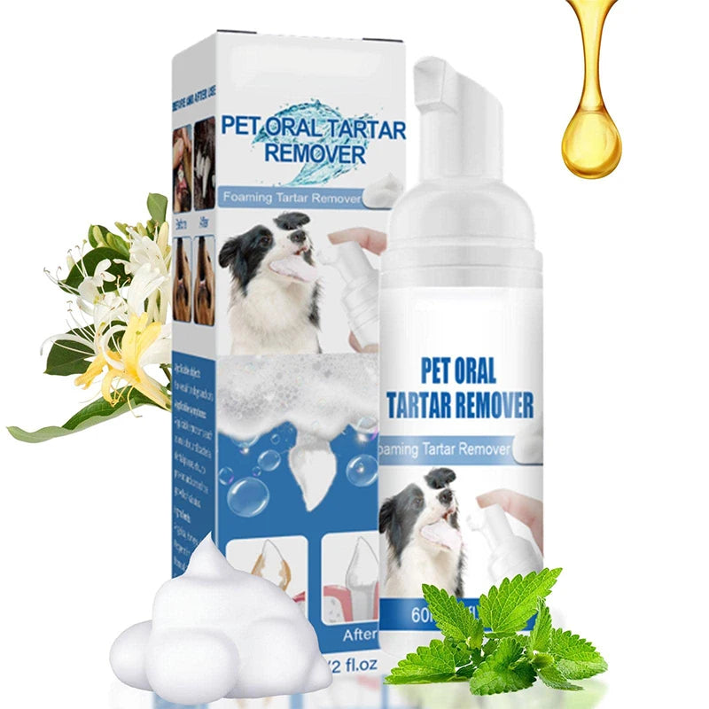 60ml Pet Tartar Remover Natural Plaques Off Tartar Remover Freshen Breath Foam For Dogs Cats Safe Effective Support Healthy Gums
