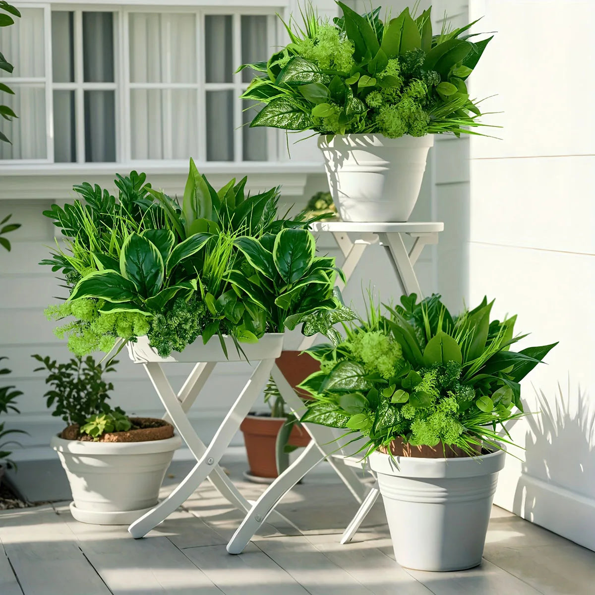 9pcs Outdoor Faux Plastic Greenery Leaf Plant for Garden Porch