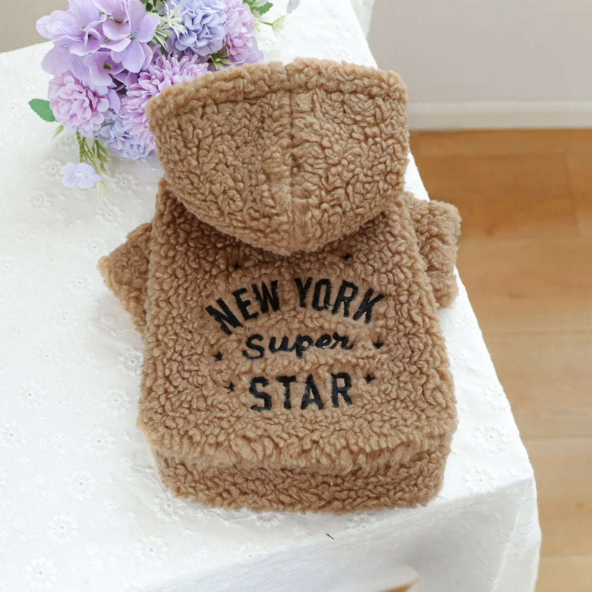 Autumn and Winter Pet Lamb Fleece Hooded Jacket Puppy and Cat Clothes New Models Thick and Warm Letter Hoodie Pet Clothes