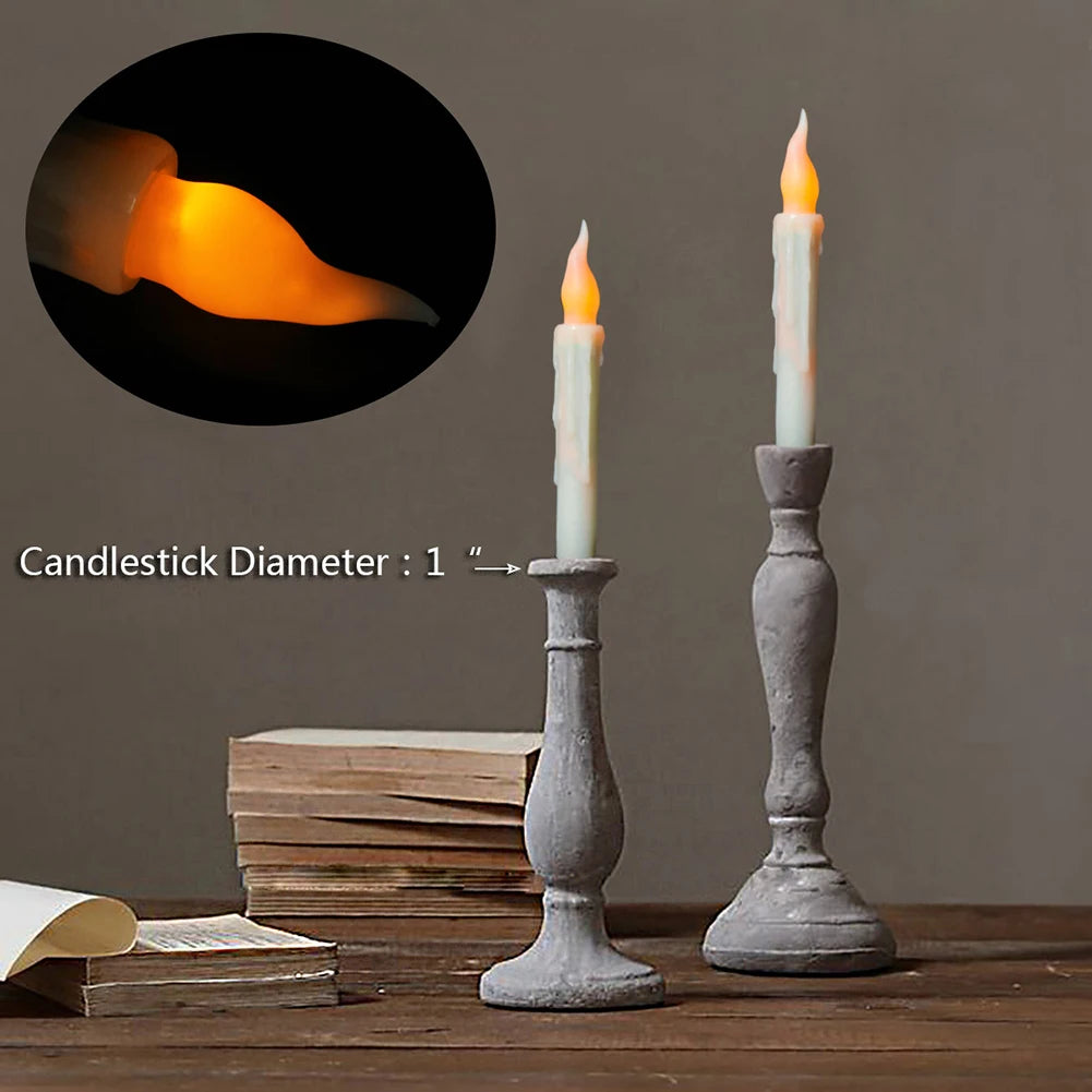 LED Flameless Taper Candles 6.5/11" Battery Operated Fake Flickering Candlesticks Electric Long Candles for Wedding Home Decor