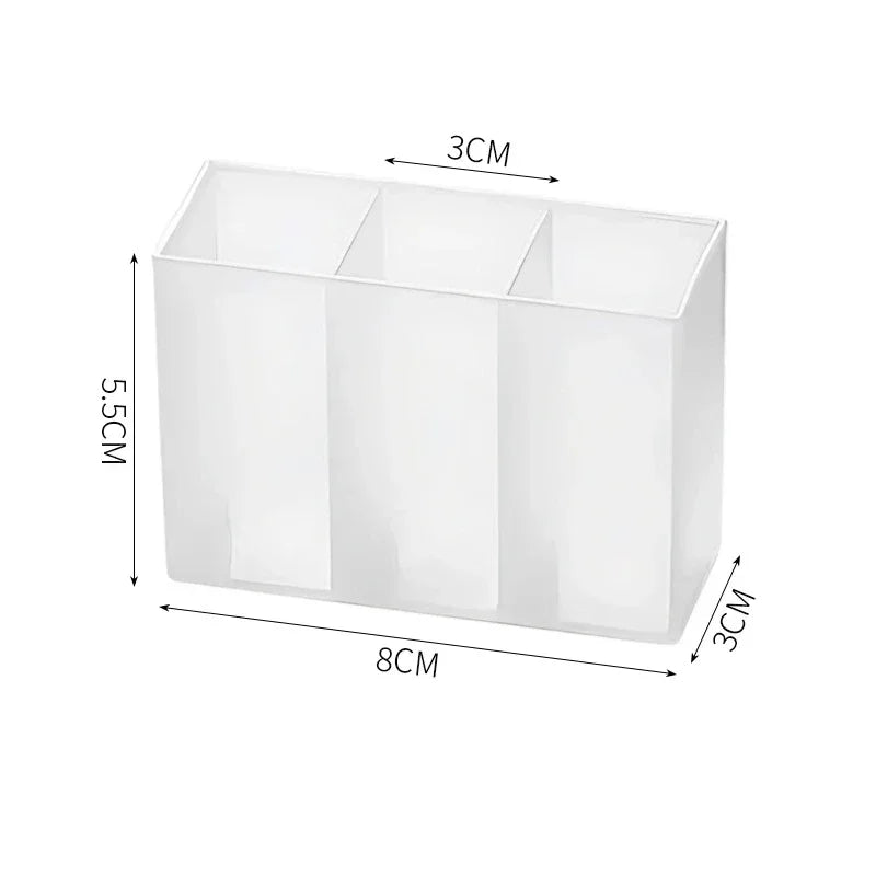 2Pcs Mini Storage Boxes 3-Grid Plastic Makeup Brush Lipstick Storage Multi-Functional Desk Organizer for Home Kitchen Bathroom