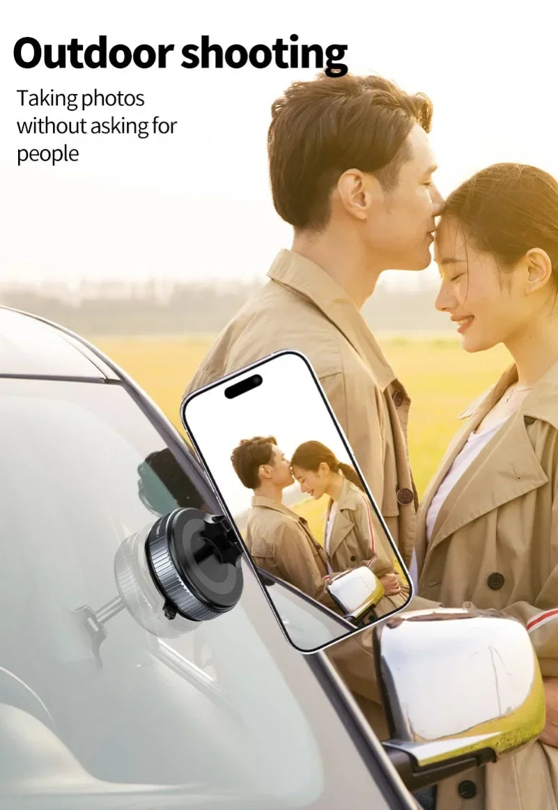 Car Magnetic Wireless Charger Phone Holder & 360° Rotation Vacuum Suction Cup Stand For iPhone 16 15 14 13 12 Fast Charging Dock