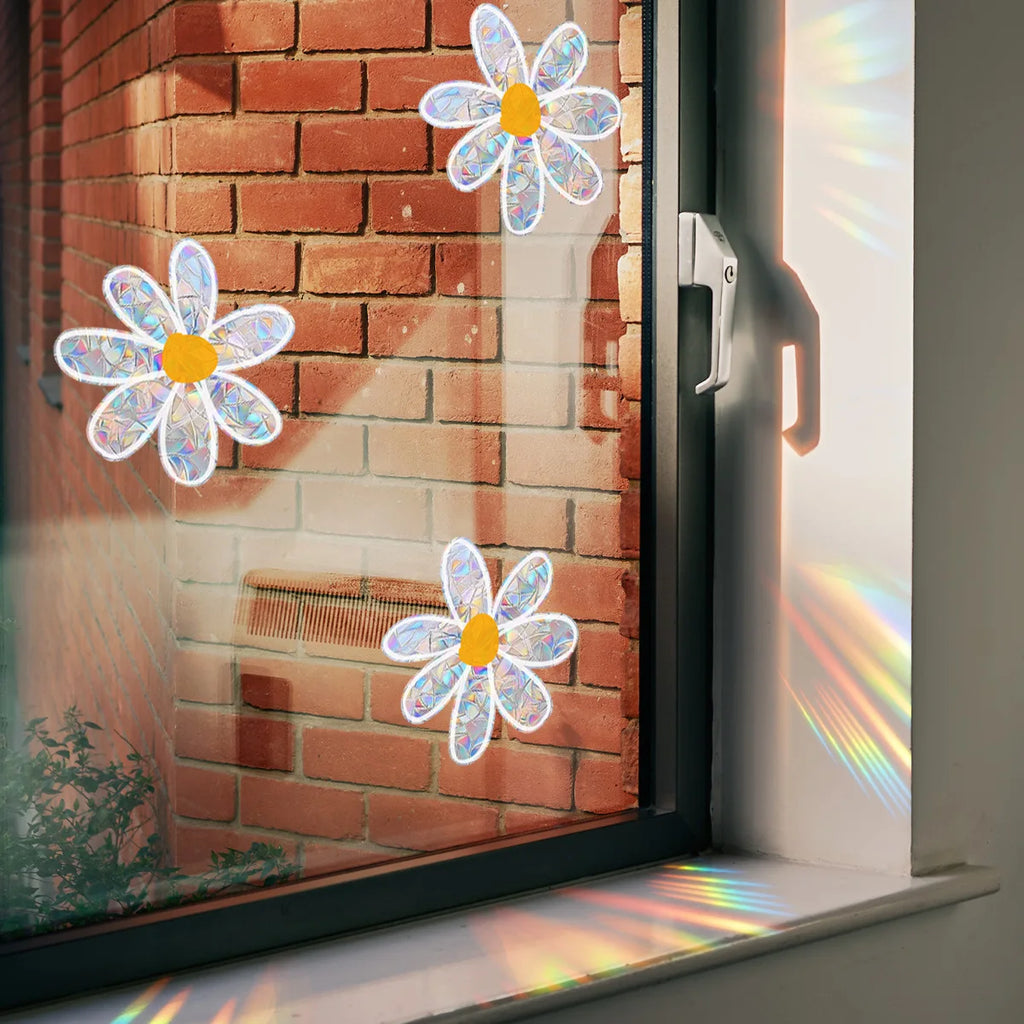 Flowers Daisies Electrostatic Paste Window Sticker Self-adhesive Glass Paste Sun Catcher Rainbow Maker Suncatcher Home Decor