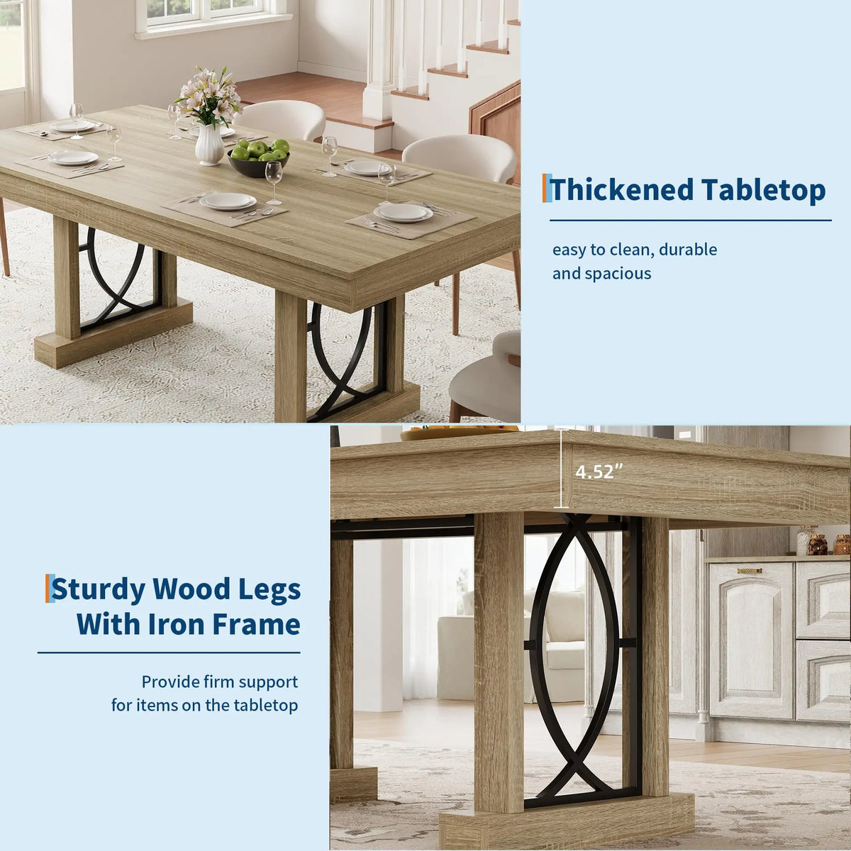 71 Inch Dining Table For 6-8