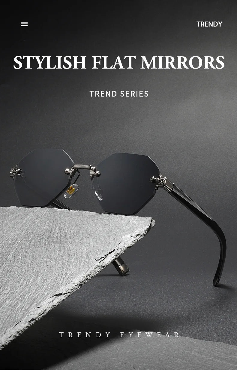 2025New Man Woman Rimless sunnies Gradient UV400 Fashion Trend Fashion Show Sun Glasses