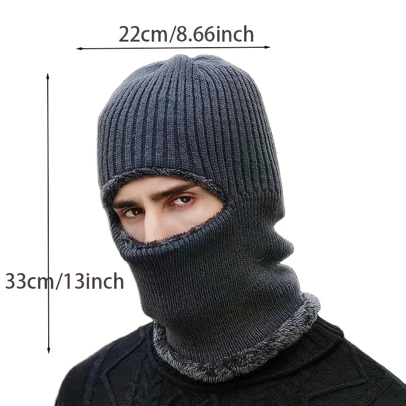 Winter Kintted Thicken Balaclava Full Face Mask Windproof Warm Outdoor Cycling Ski Hat Women Men Coldproof Running Earmuffs Hat