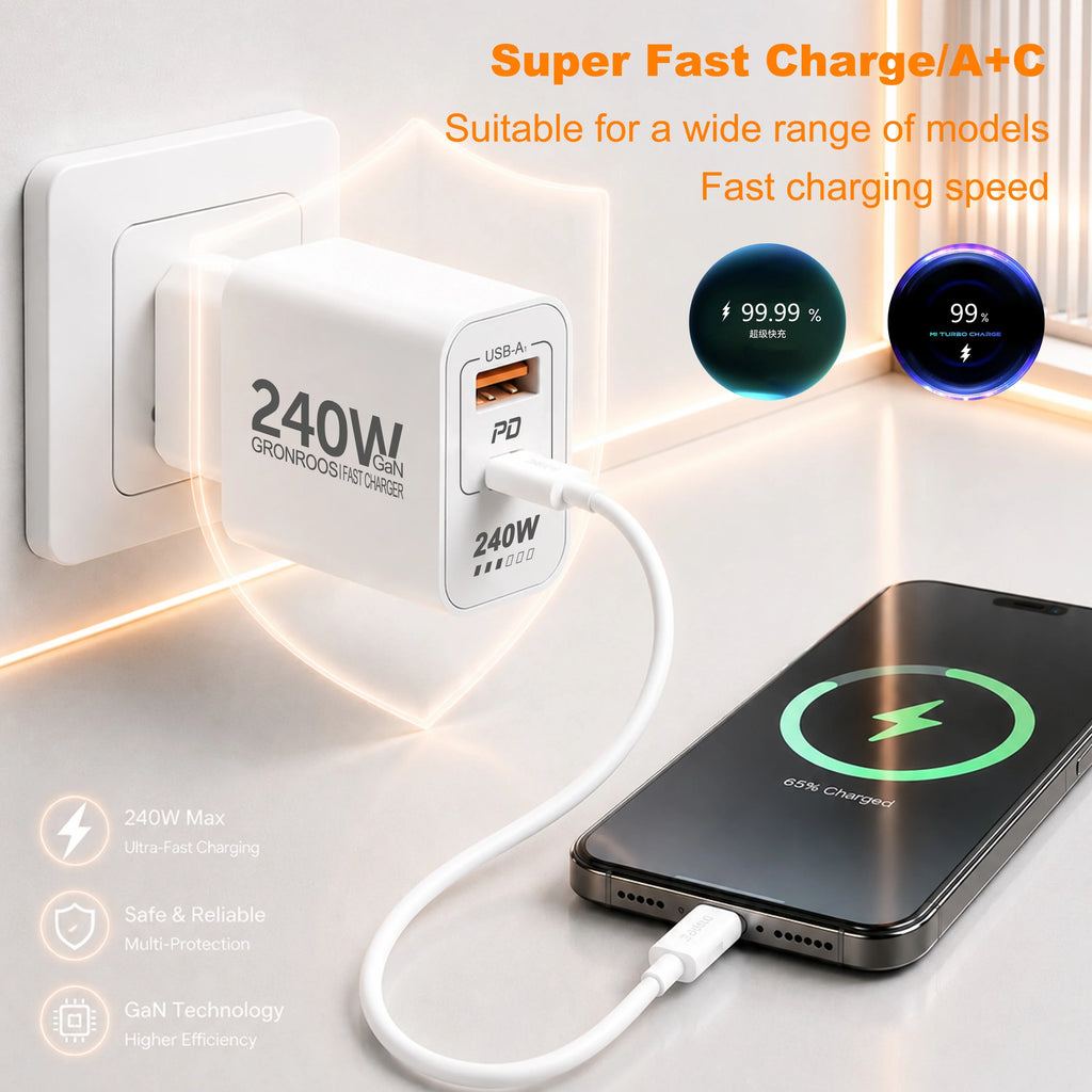240W GaN PD USB C Charger For iPhone 17
